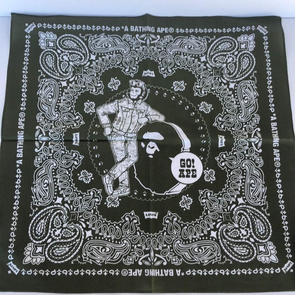 Levi’s x Bape Bandana Olive Green Square NWT